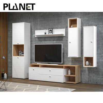 China Laxury High Quality Adjustable Living Room Hotel High Glossy Led Wooden TV Unit (Height) Stand Up Modern TV Cabinet for sale