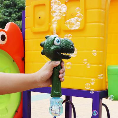 China Light Up Music Bubble Machine Summer New Arrival Bubble Gun Plastic Electronic Light Up Dinosaur Bubble Machine for sale