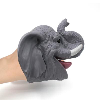 China Interractive Big Large Realistic Elephant Hand Puppet Realistic Soft Rubber Animal Toy for sale