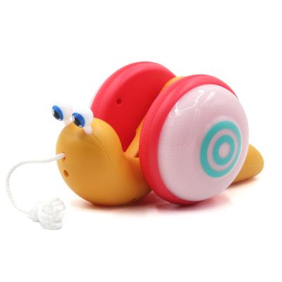 China Hot Sale Toddler Bath Toy Tik Tok Animal Drag Rope Snail Pull Rope Musical Cartoon Toy Rope Walk Along Light Up for sale