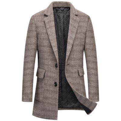 China Durable Fashionable Men's Plaid Coat No Ironing Thick Lapel Woolen Coat No Ironing Coat For Men for sale