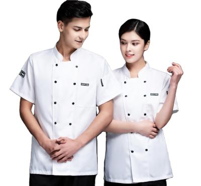 China Customlogo QUICK DRY Men Women Short Sleeve Chef Coat Long Embroidered Kitchen Breathable Uniform Clothes Chef Jackets Restaurant Uniform for sale