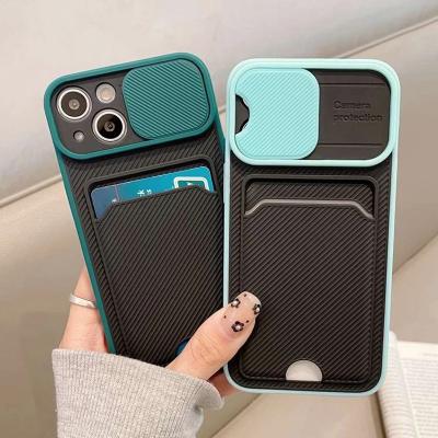 China Femail / Male Luxury Business Card Slot Bag Phone Case For iPhone 13 Pro 11 12 Max Pro X XR XS 7 8 Max Plus Hard Slide Camera Protective Cover for sale