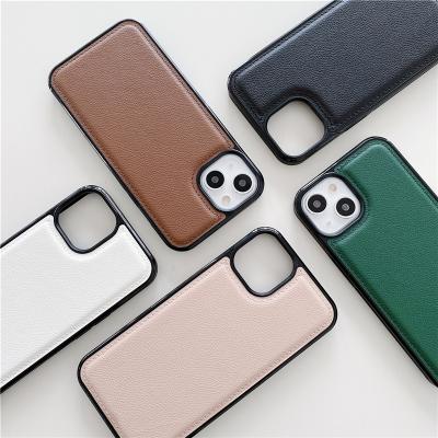 China Femail / Male Luxury Vintage Korean Leather Case For iPhone 13 11 12 Pro XR Max X XS 7 8 Plus Se 2020 Shockproof Soft Silicone Funda Business for sale