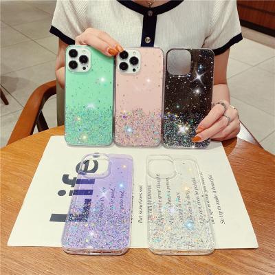 China Femail / Male Luxury Clear Bling Glitter Phone Case For iPhone 13 12 11 pro X Max XR XS 7 8 6 Max Plus Shiny Sequin Soft Back Cover Case for sale