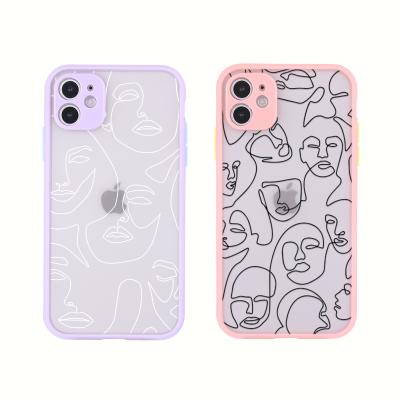 China Abstract Geometric Line Phone Case For iPhone 11 12 pro X max XR XS 7 8 max plus Matte Back Cover Bumper Fit Shell for iphone all models for sale