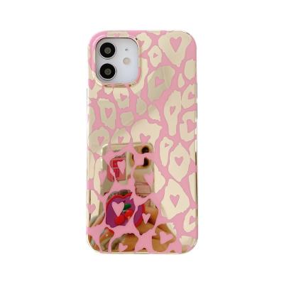 China Lady Style Pink Gold Stamp Leopard TPU Shockproof Shockproof Phone Case For iPhone 12 7 8 X , For iPhone 11 Case Fancy for sale