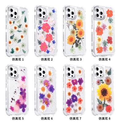 China new Anti-fall dry flower phone snare case for flower 11 pro 7 8 max blue iphone xs xr 8, for iphone xs max case dried flower for sale