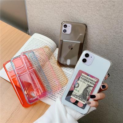 China Anti-drop For iPhone 7 8 plus X XR XS 11 12 Pro Max Cards Case Bulk Selling Transparent Shockproof TPU for sale