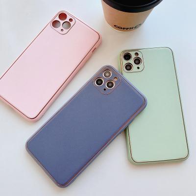 China 2021 Anti-fall drop shipping success for iphone 13 pro max 12 mini xs electroplating leather case for samsung s21 plus huawei p40 pro for sale