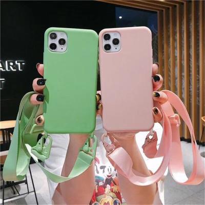 China Anti-fall Cross - Body Silicone Collar Phone Case With Lanyard Strap For iPhone 12 11 Plus Max Pro 6 7 8 , Phone Case Versus Lanyard Phone Case for sale