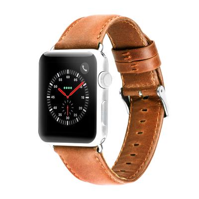 China Leather Replaceable Watch Band For Apple Watch Series 5 Genuine Leather Rubber Hybrid Strap for sale