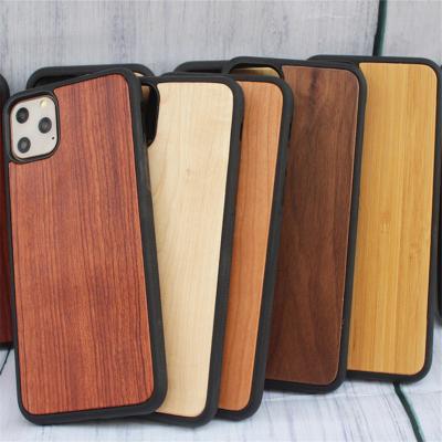 China Real Bamboo Wood Case Polycarbonate Handmade Slim Durable Wooden Bumper Shockproof For iPhone 11 Pro Eco-Friendly Wooden Case for sale