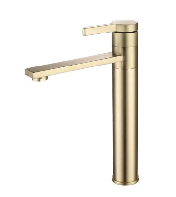 China Modern Stable And Durable Brushed Ceramic Material Gold Color 0.8-1.5MPA Valve Core Modern Style Basin Faucet for sale