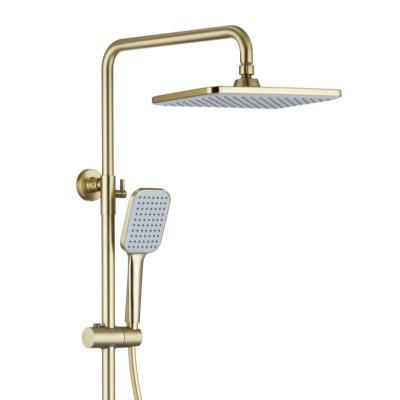 China Gold Brushed Luxury Constant Temperature Big Shower Heads Wholesale Price Slide Bar for sale