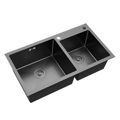 China No Faucet Kitchen 304 Stainless Steel Black Thick Nano Manual Single Sink Dish Wash Basin Sink Dish Sink for sale