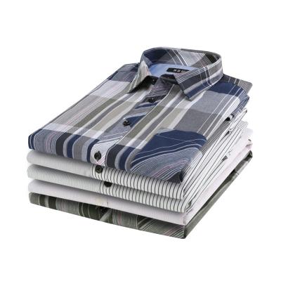 China OEM Anti-Pilling Plaid Wholesale Custom Stretch Dress Shirt Men's Long Sleeve Shirt for sale