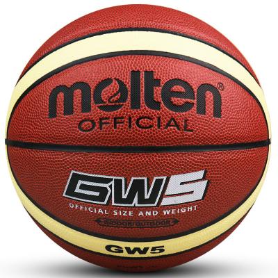 China Basketball Playing Official Fiba SIZE 5 Basketball Ball PU Leather Molten Youth Training Game Basketball Ball GW5 for sale