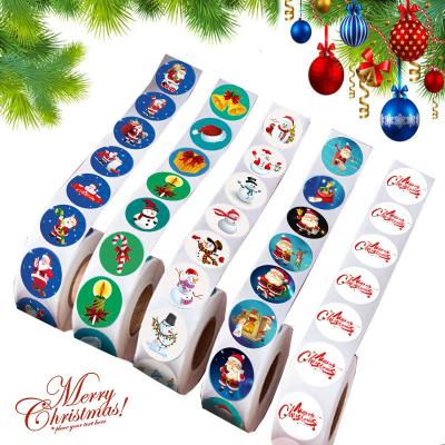 China Christmas Printed Packaging Adhesive Sticker Printing Roll Label Art paper Stickers for sale