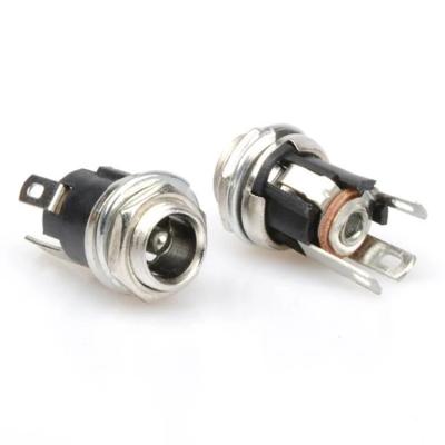 China DC-025M DC025M DC Power Supply Jack Socket Female Panel Mount 3-Pin Electrical Connector With Nut DC 5.5*2.1 5.5*2.1MM for sale