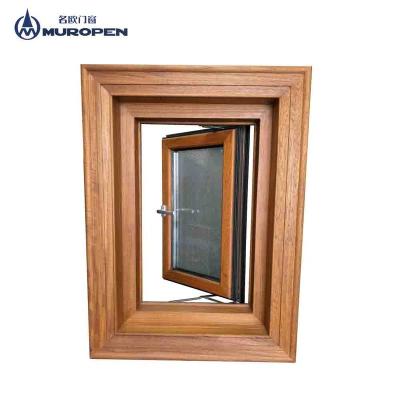 China Two Chamber Door And Cladding Aluminum And Wood Composite Window Glass Tilt And Turn Waterproof Aluminum Windows for sale