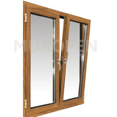 China Folding Screen Teak Casement Window Grill / Aluminum Wood Folding Screen Fly Net Friction Hinge Windows for sale