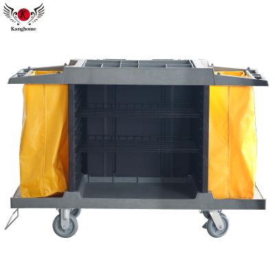 China Multi-functional high quality pp plastic hotel maid room service trolley cleaning cart for wholesale for sale