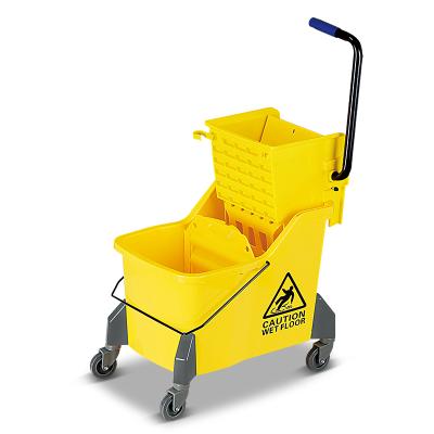 China Good Quality Sustainable Plastic Bucket 42L Side Broom Wringer With Wringer Trolley For Commercial Floor Broom for sale