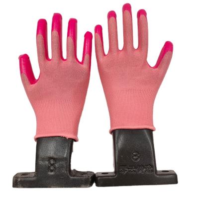 China Blue Garden Glove GLOVEMAN Nitrile Grip Coated 13G Polyester Work Gloves Garden Working Gloves For Export for sale