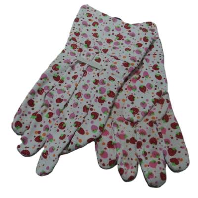 China Safety Labor GLOVEMAN LadiesPVC Flower Pattern Chore Dotted Women Cotton Floral Gardening Gloves for sale