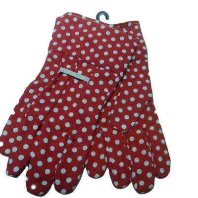 China Safety Work GLOVEMAN Wonen Cotton Fabric With PVC Dots Ladies Ease Grip Gloves For Garden for sale