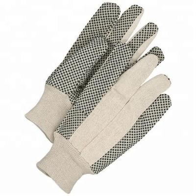 China Heavy Duty Protection In Construction GLOVEMAN Ladies Garden Safety PVC Dotted Palm Canvas Gloves for sale