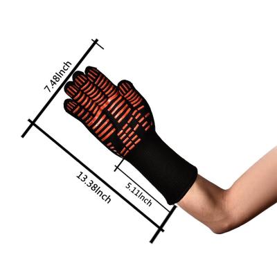 China Anti-smash GLOVEMAN Long Housewife Silicone Heat Resistant Oven Glove Against Heat Protection Kitchen Double Glove Black BBQ Premium for sale