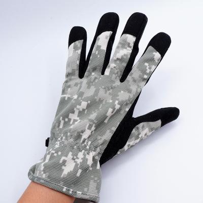 China Assembly GLOVEMAN nubuck palm spandex back with camouflage fabric mechanics glove for hunting for sale