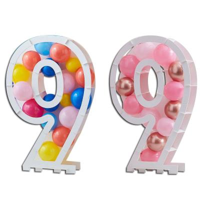 China Large Number Removable Mosaic Balloon Frames DIY Number 0-9 Balloon Box Kids Birthday Party Filling Adult Wedding Backdrop for sale