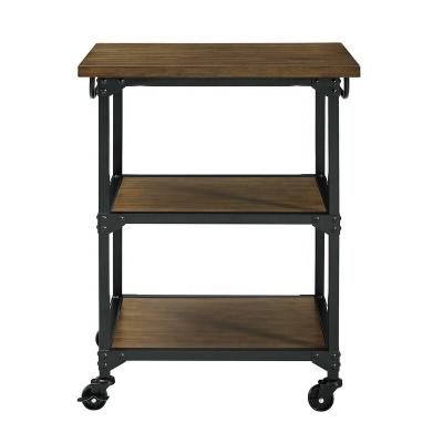 China Amazon Solid Wood Best Selling Factory Supplier Cheap Price Metal Wood Food Kitchen Serving Cart Cart For Kitchen Room for sale