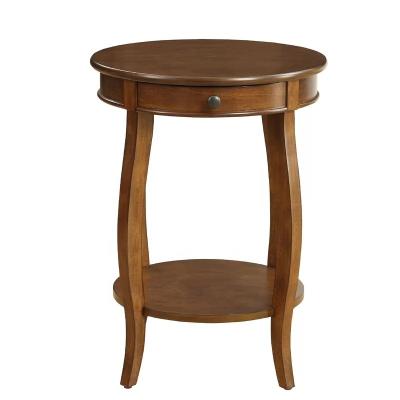 China None Amazon Best Selling High Quality Cheap Price Nightstand Wooden Round Side Table With Drawer Storage For Bedroom for sale