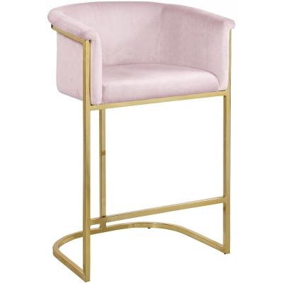 China Wholesale Manufacturer Direct Sales Gold Iron Leg Fabric Top Counter Stools Leather Bar Chair Modern Home Bar Furniture Best for sale