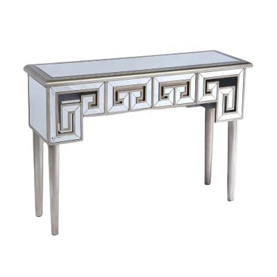 China Amzazon Best Selling Customization Modern Luxury Wood Curved Mirrored Glass Console Table For Hallway And Living Room for sale