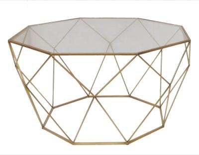 China No Manufacturer Direct Sales Customization Color Hexagonal Octagon Shape Glass Top Coffee Table for sale