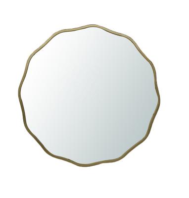 China Amazon Best Selling Customization Gold Wave Shape Metal Decorative Framed Wall Mirror for sale