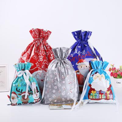 China Promotional Halloween Christmas Drawstring Aluminum Foil Packaging Gift Bag for sale