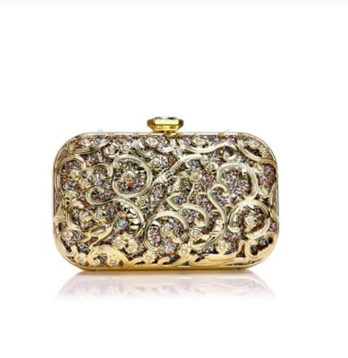 China Elegant Women Wedding 2020 Metal Sparkle Flower Evening Formal Crystal Clutch Bag for sale