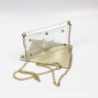 China Fashion Vinyl Wholesale Clear PVC Bags Chain Transparent Jelly Tote Shoulder Bag for sale