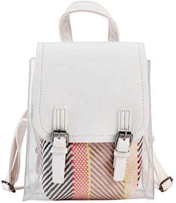 China Wholesale Waterproof Clear Plastic Backpack Bags Smooth White PU Leather Women Girls Backpack for sale