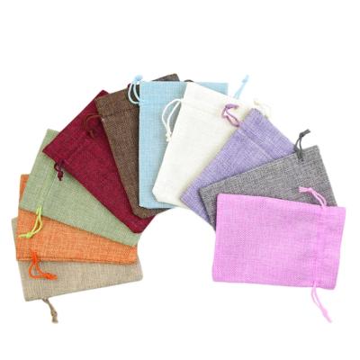 China Hot Sale Recyclable Small Jute Bags Bracelet Jewelry Packaging Bags Drawstring Gift Bag Canvas Pouches for sale