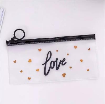 China Wholesale Custom Recyclable Fashion PVC Transparent Pencil Cases School Pencil Bags for sale