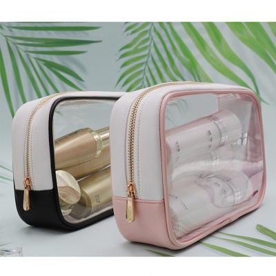 China Wholesale Custom Fashion Travel Waterproof Zipper Handle Clear PVC Makeup Bag for sale