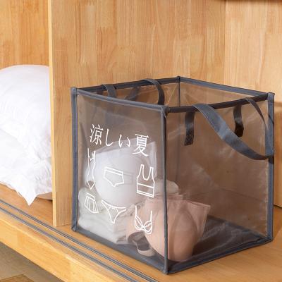 China Mesh Fold Away Laundry Basket Contemporary With Handle 30X30X30 Single Layer Clear Student Dorms Mesh Laundry Hamper For Laundry for sale