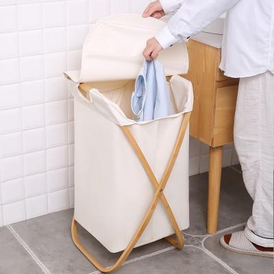 China Contemporary Custom Bamboo 34X47X70 Laundry Basket With Lid Baskets For Laundry Basket With Handles Foldable Basket for sale